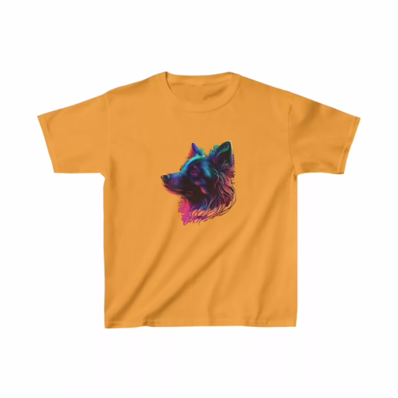 Unisex Kids Neon Colored Dog T-Shirt
