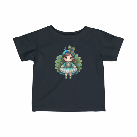 Girl Peacock Illustration T-Shirt for Toddler