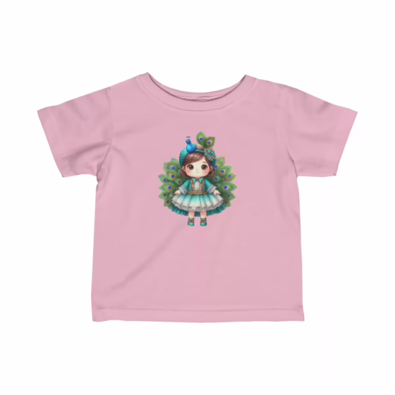 Girl Peacock Illustration T-Shirt for Toddler