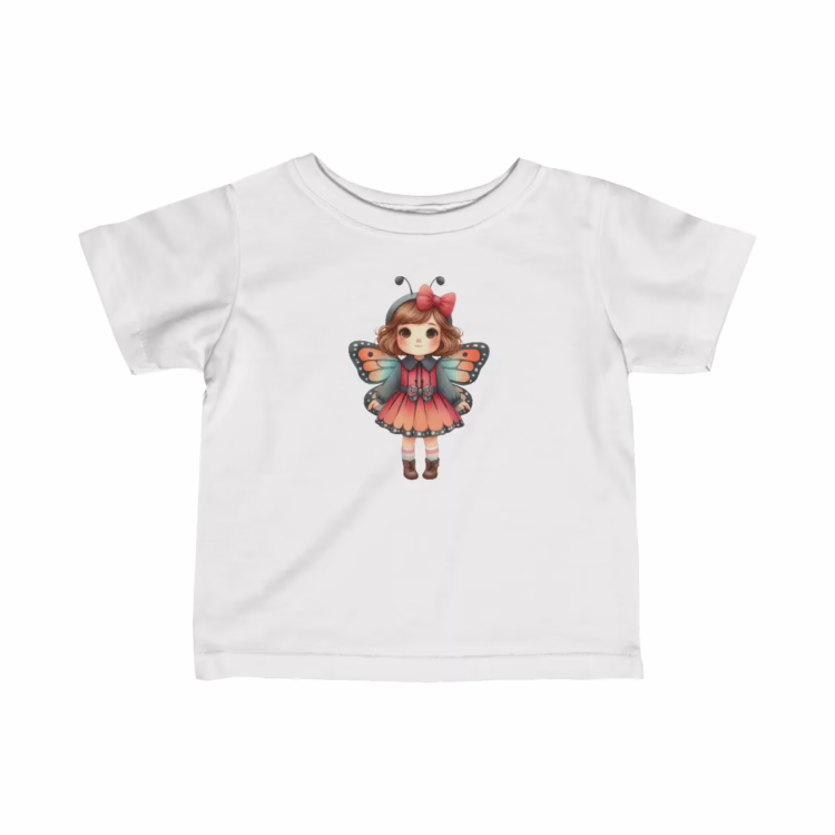 Girl Butterfly Illustration T-Shirt for Infant