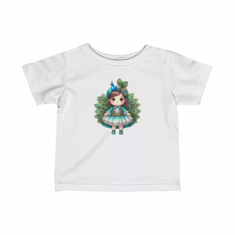 Girl Peacock Illustration T-Shirt for Toddler