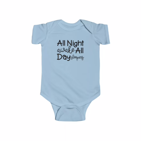 Unisex All Night Awake, All Day Sleeping Baby Bodysuit