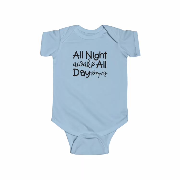 Unisex All Night Awake, All Day Sleeping Baby Bodysuit