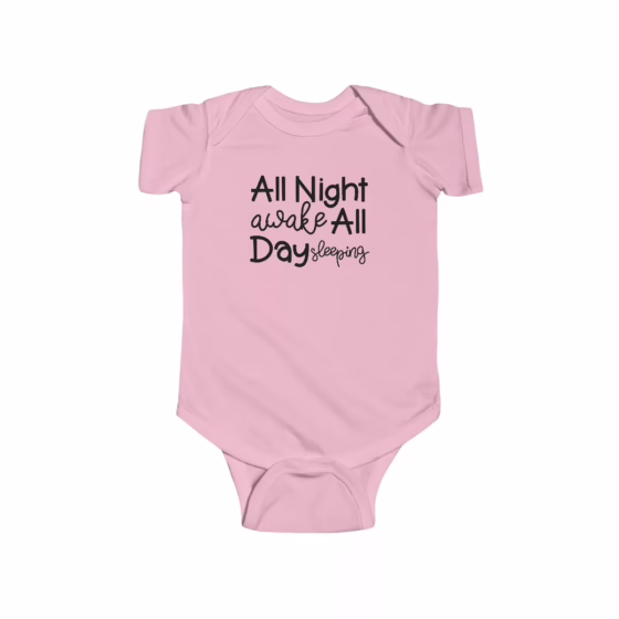 Unisex All Night Awake, All Day Sleeping Baby Bodysuit