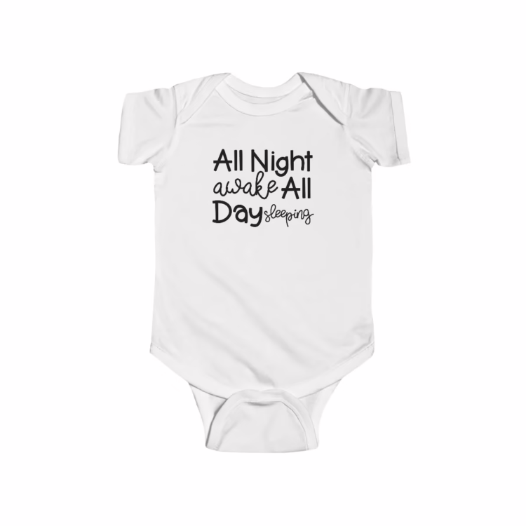 Unisex All Night Awake, All Day Sleeping Baby Bodysuit