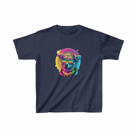 Neon Pup Vibes Kids Heavy Cotton T-Shirt