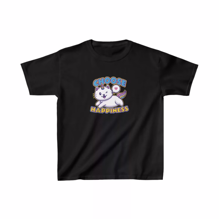 Unicorn Cat Choose Happiness Girl T-Shirt
