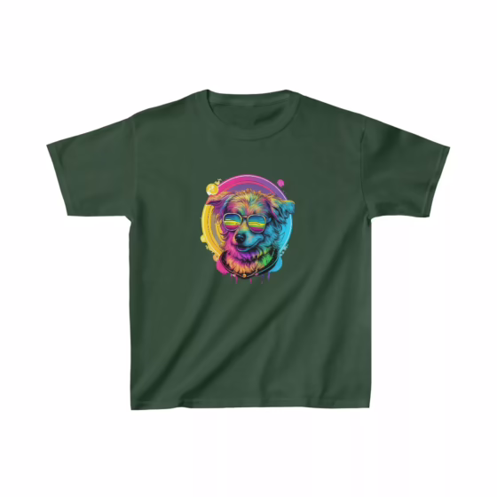 Neon Pup Vibes Kids Heavy Cotton T-Shirt