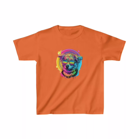 Neon Pup Vibes Kids Heavy Cotton T-Shirt