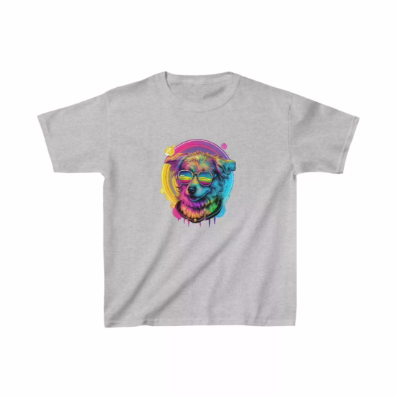 Neon Pup Vibes Kids Heavy Cotton T-Shirt