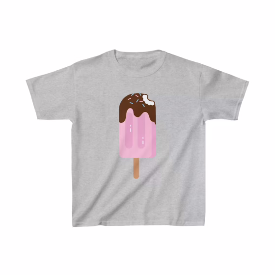Pink Chocolate Ice Cream Bar Illustration Kids T-Shirt
