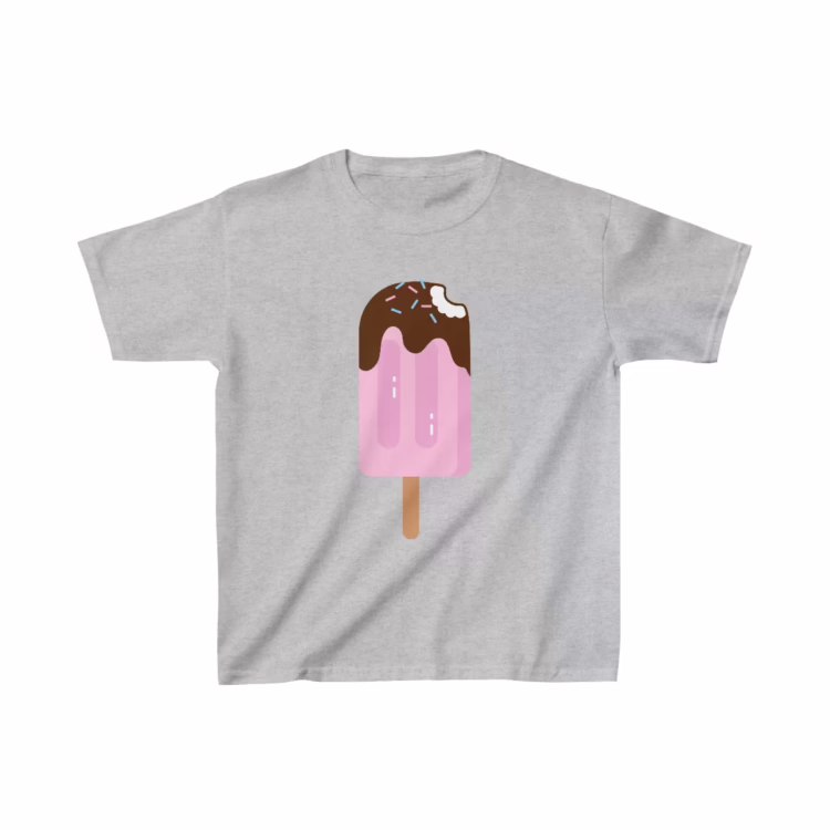 Pink Chocolate Ice Cream Bar Illustration Kids T-Shirt