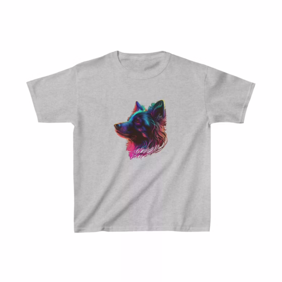 Unisex Kids Neon Colored Dog T-Shirt