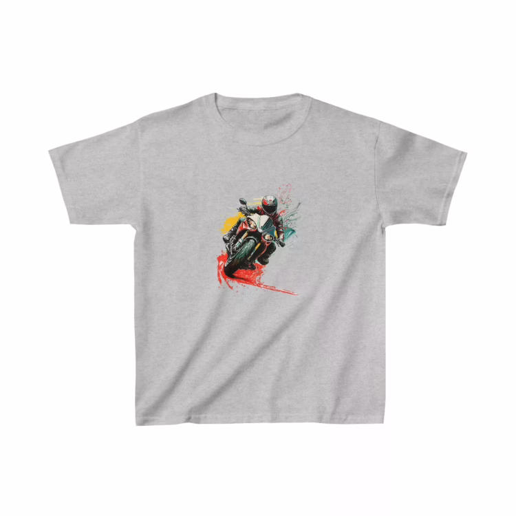 Boy Motorcycle Illustration Splash Colors T-Shirt