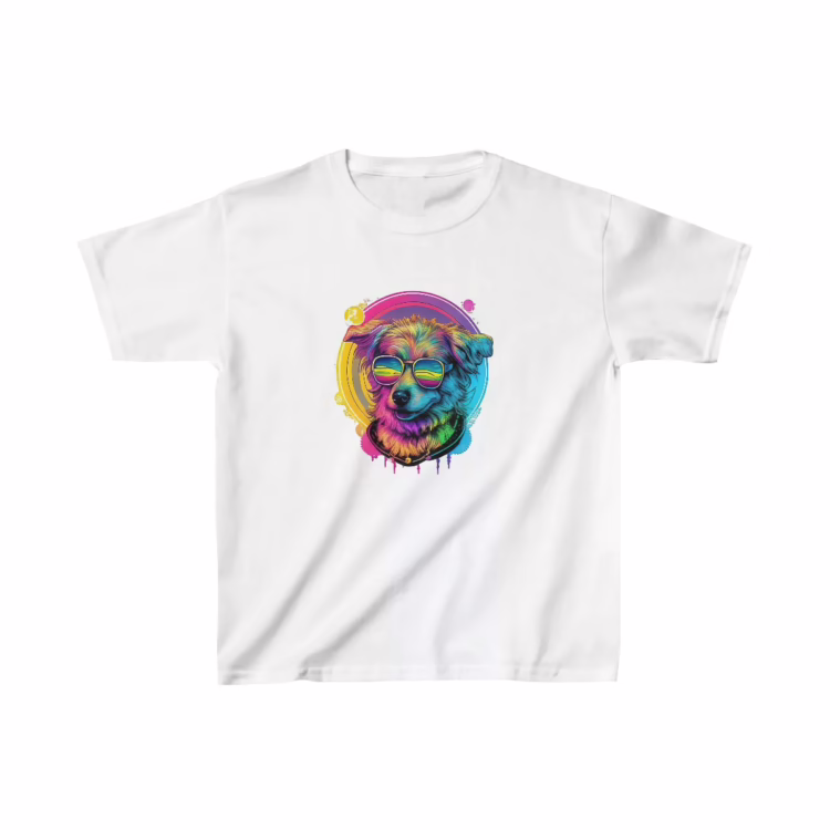 Neon Pup Vibes Kids Heavy Cotton T-Shirt