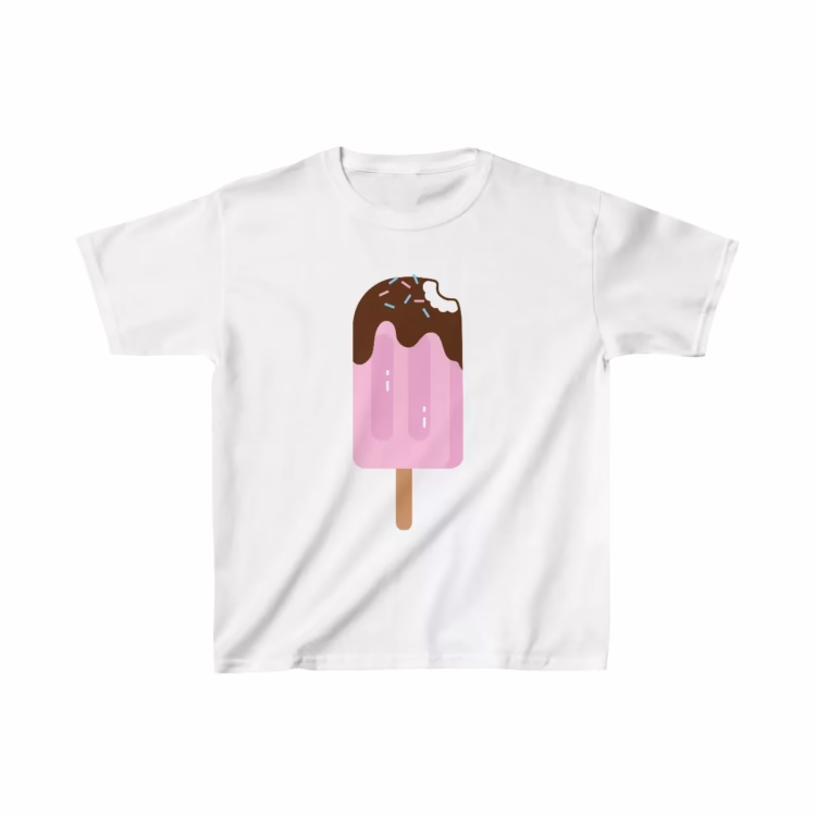 Pink Chocolate Ice Cream Bar Illustration Kids T-Shirt
