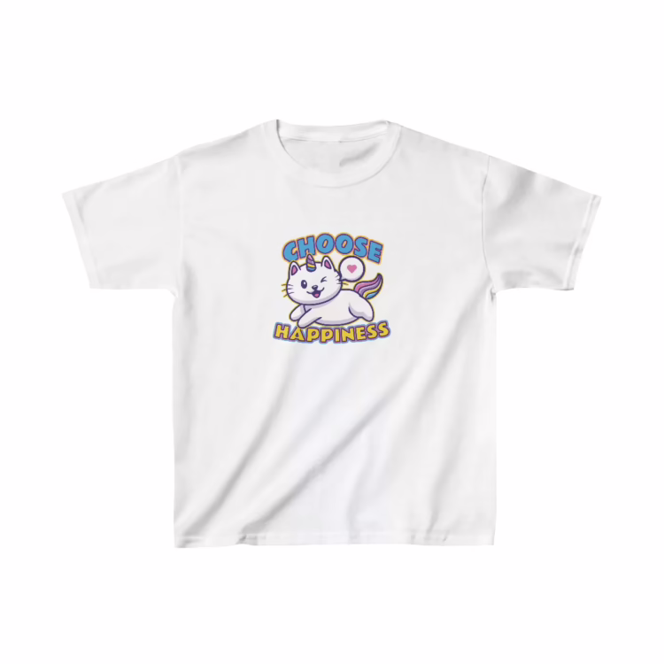 Unicorn Cat Choose Happiness Girl T-Shirt