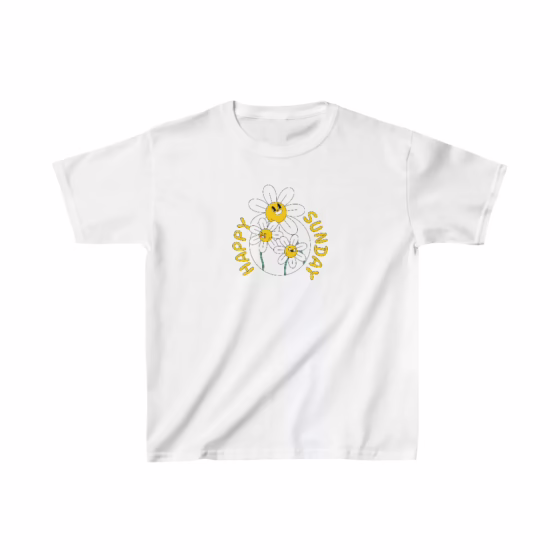 Girls Happy Sunday Flowers T-Shirt
