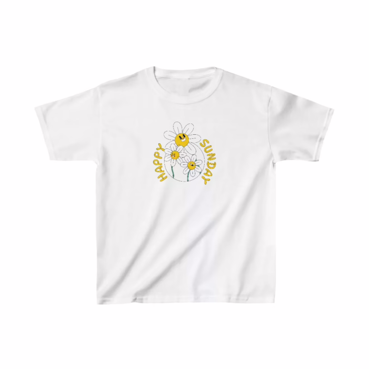 Girls Happy Sunday Flowers T-Shirt