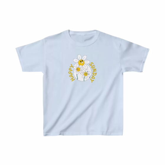 Girls Happy Sunday Flowers T-Shirt