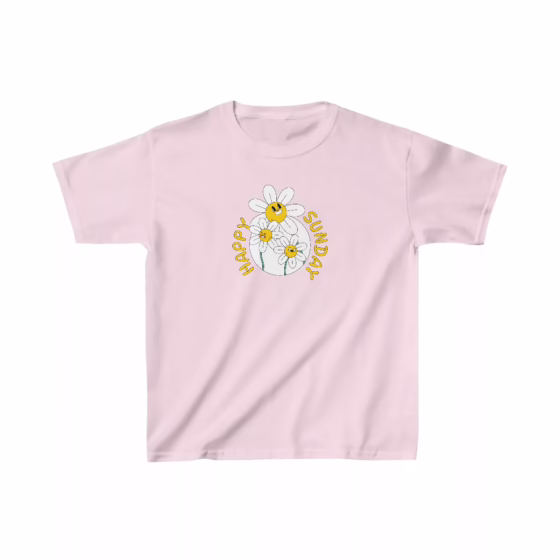Girls Happy Sunday Flowers T-Shirt