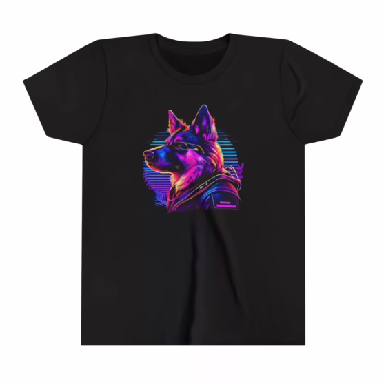 Unisex Youth Short Sleeve T-Shirt Neon Color Dog