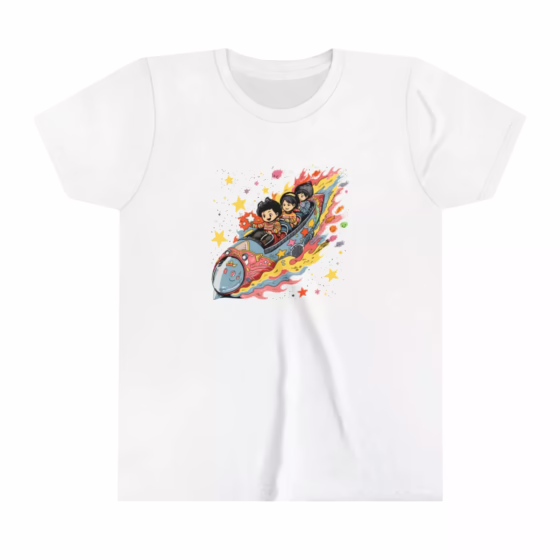 Unisex Youth Short Sleeve Cute Kids Rocket Boat Stars T-Shirt