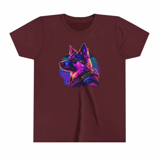 Unisex Youth Short Sleeve T-Shirt Neon Color Dog