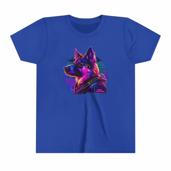 Unisex Youth Short Sleeve T-Shirt Neon Color Dog