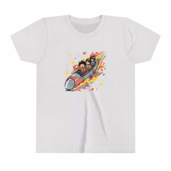 Unisex Youth Short Sleeve Cute Kids Rocket Boat Stars T-Shirt