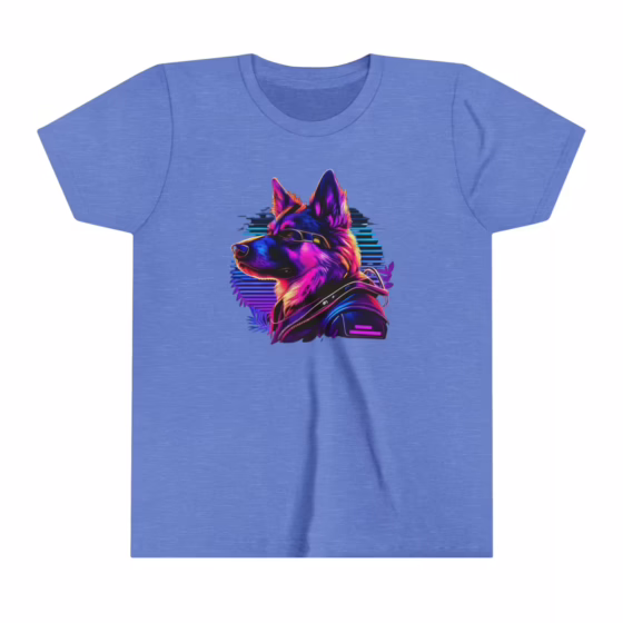 Unisex Youth Short Sleeve T-Shirt Neon Color Dog