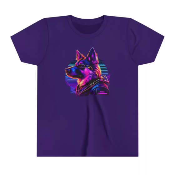 Unisex Youth Short Sleeve T-Shirt Neon Color Dog
