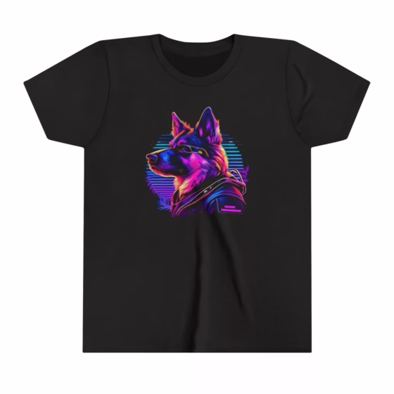 Unisex Youth Short Sleeve T-Shirt Neon Color Dog