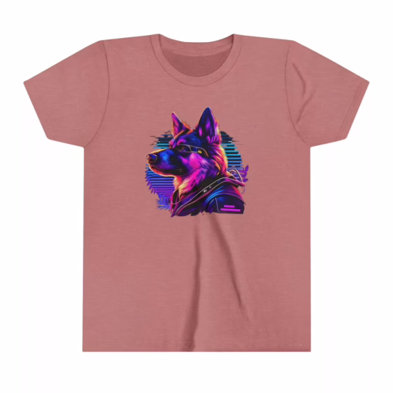 Unisex Youth Short Sleeve T-Shirt Neon Color Dog