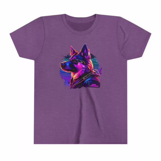 Unisex Youth Short Sleeve T-Shirt Neon Color Dog