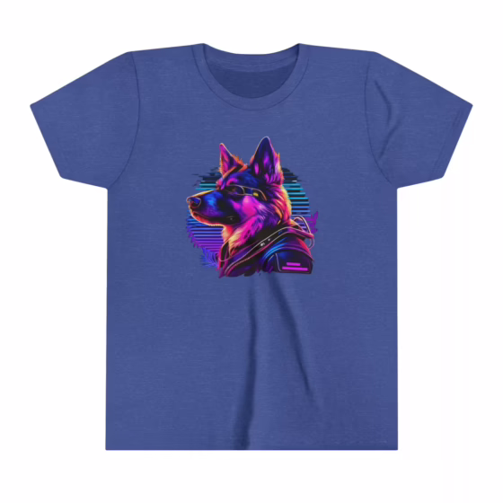 Unisex Youth Short Sleeve T-Shirt Neon Color Dog