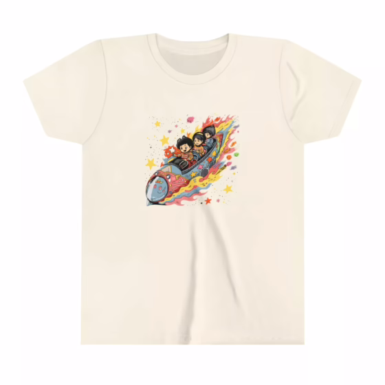 Unisex Youth Short Sleeve Cute Kids Rocket Boat Stars T-Shirt