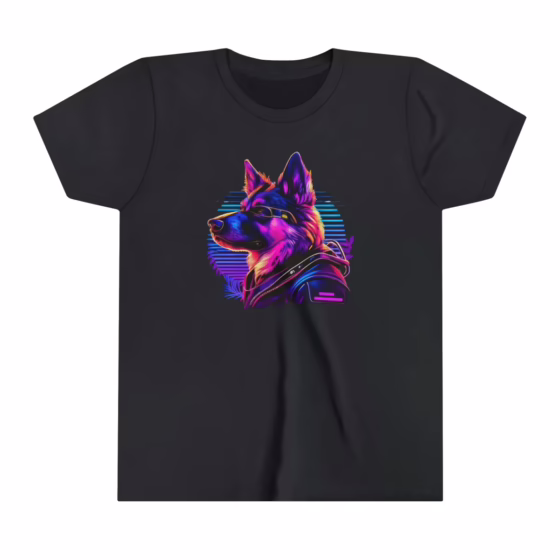 Unisex Youth Short Sleeve T-Shirt Neon Color Dog
