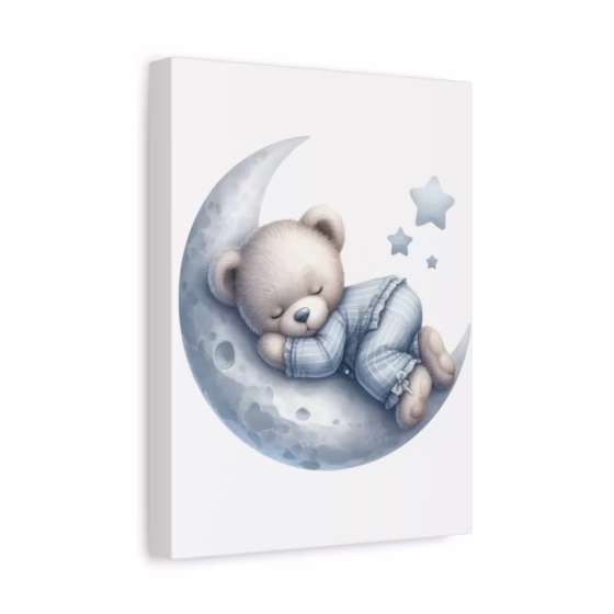 Sleeping Blue Teddy Bear Matte Canvas, Stretched, 1.25"