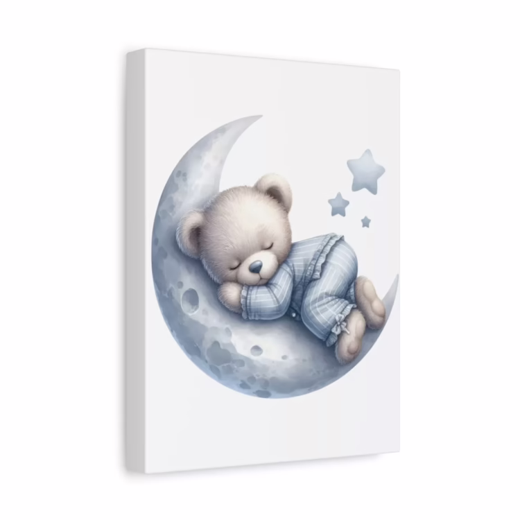 Sleeping Blue Teddy Bear Matte Canvas, Stretched, 1.25"