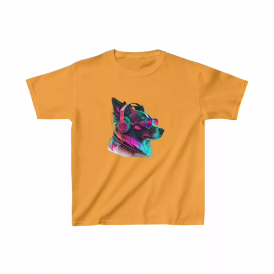 Unisex Dog Neon Face Kids T-Shirt