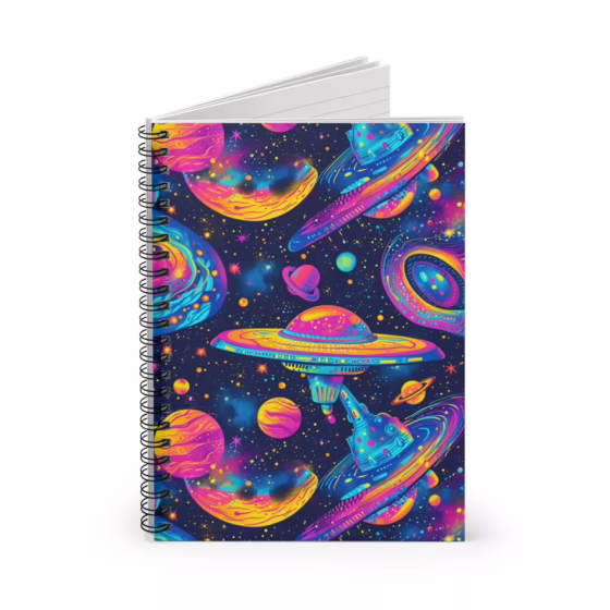 Spaceships Illustration Spiral Notebook - Ruled Line - Image 2