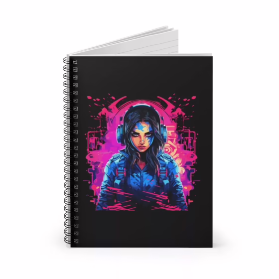 Futuristic Gamer Girl Spiral Notebook - Ruled Line - Image 2