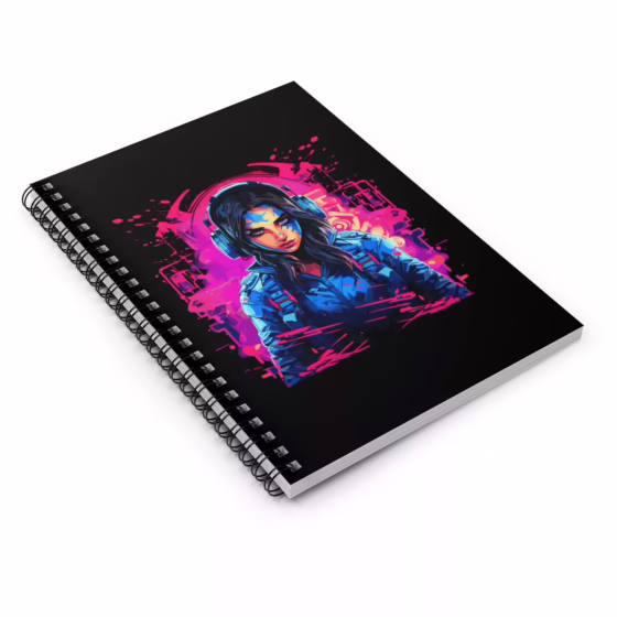 Futuristic Gamer Girl Spiral Notebook - Ruled Line - Image 3