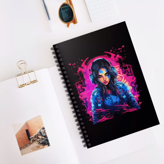 Futuristic Gamer Girl Spiral Notebook - Ruled Line - Image 4