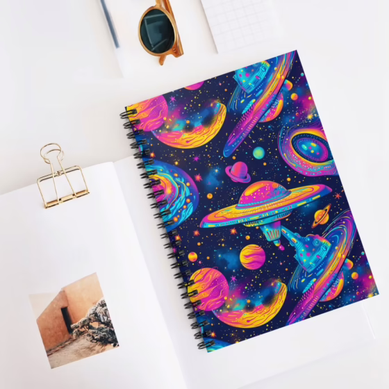 Spaceships Illustration Spiral Notebook - Ruled Line - Image 4
