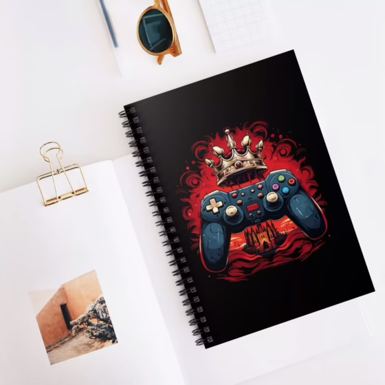 King Gaming Controller Illustration Spiral Notebook - Ruled Line - Image 4