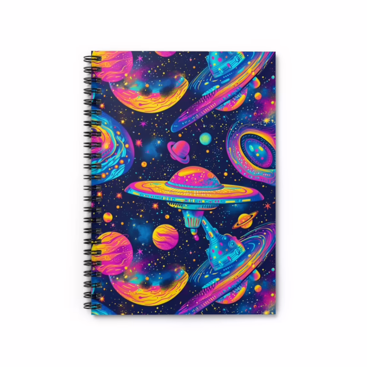 Spaceships Illustration Spiral Notebook - Ruled Line