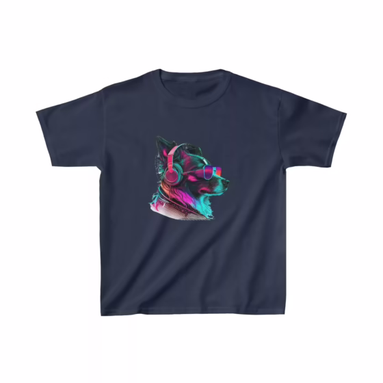 Unisex Dog Neon Face Kids T-Shirt
