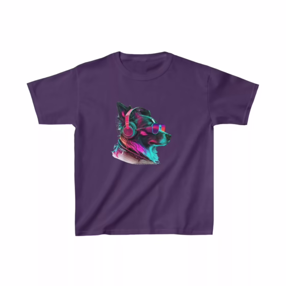 Unisex Dog Neon Face Kids T-Shirt
